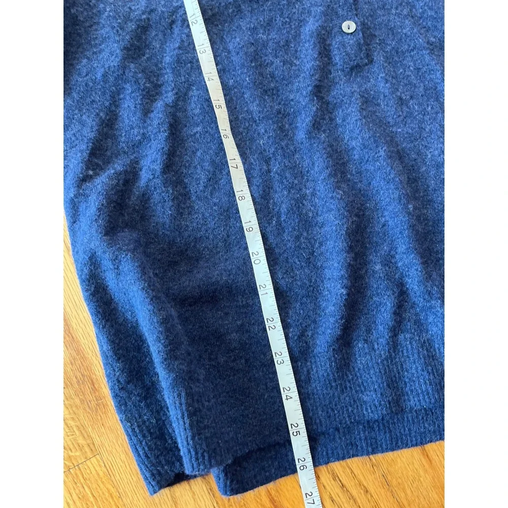 Sundance Blue Ruffle Neck Button Front Knit Sweater Large‎ Long Sleeve Soft